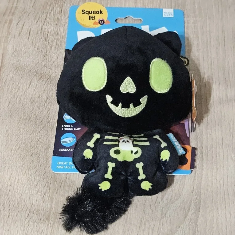 New Bark Squeak It! Halloween Black CAT Scan Kitty All Size Dog Toy Squeaker